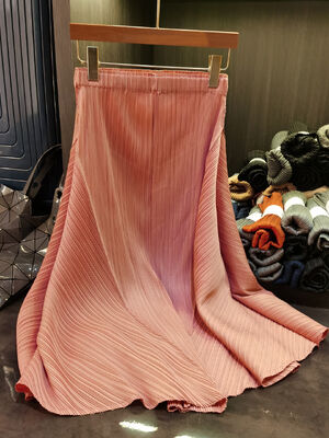 High-End Women's A-Line Skirt Pleated Solid Color Summer Casual Versatile Slimming Elastic Waist Plus Size Mid-Length Skirt