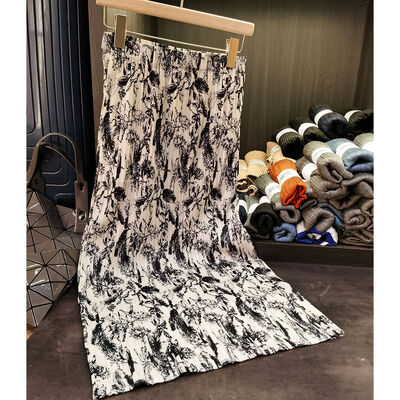 High-End Women's A-Line Bodycon Skirt Elegant Commuting Print Pleated Design with Elastic Waist New Summer Casual Style