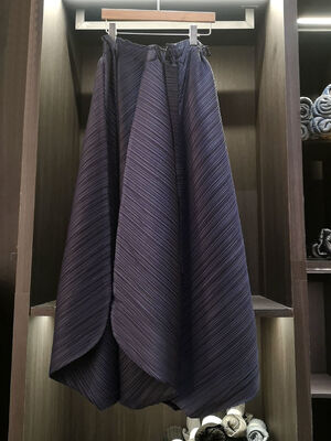 High-End Women's Casual Elegant Versatile Slimming Loose Pleated Wide-Leg Skirt Pants Solid Color Irregular Elastic High