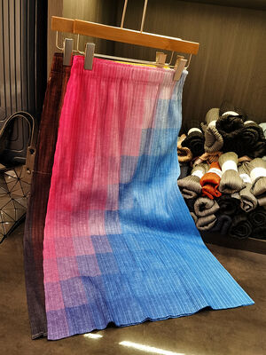 Women's All-Season Gradient Pleated Skirt with Niche Design Casual Commuter Fashion Natural Waistline for Summer