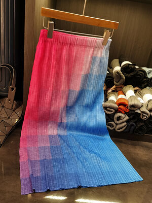 Women's All-Season Gradient Pleated Skirt with Niche Design Casual Commuter Fashion Natural Waistline for Summer