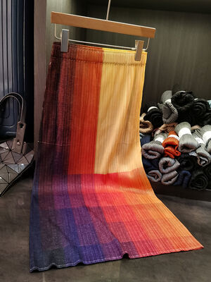 Women's All-Season Gradient Pleated Skirt with Niche Design Casual Commuter Fashion Natural Waistline for Summer