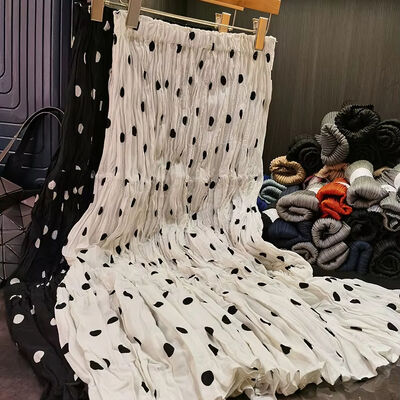 Niche Design Elegant A-Line High Waist Skirt for Women Spring Summer Wave Dot Printed Pleated Skirt Casual Chiffon Natural