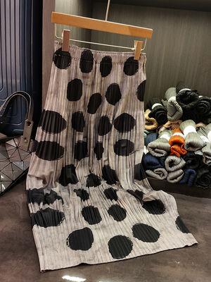 Women's Polisette A-Line Summer Skirt High Waist Printed Slim Velvet Pleated Design Niche Look for Spring and Summer