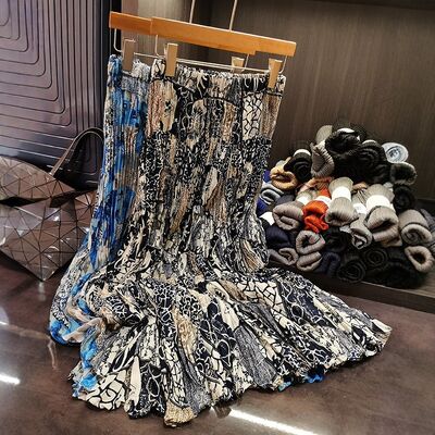 French Romantic Floral Print A-Line High Waist Flared Chiffon Skirt for Women Casual Summer Vacation Style