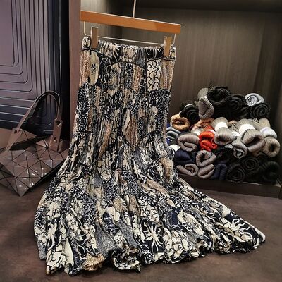 French Romantic Floral Print A-Line High Waist Flared Chiffon Skirt for Women Casual Summer Vacation Style