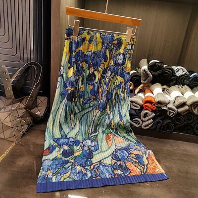 Summer Retro Tie-Dye Print Midi Skirt Unique Design High Waist A-Line Versatile Slimming Casual Style for Women