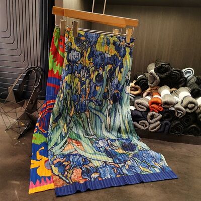 Summer Retro Tie-Dye Print Midi Skirt Unique Design High Waist A-Line Versatile Slimming Casual Style for Women