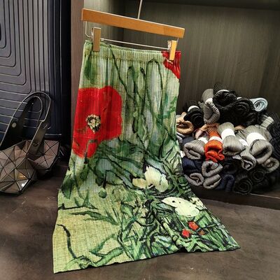 Niche Pastoral Style A-Line Skirt for Women Contrasting Color Elegant Slim Versatile Mid-Length Casual Summer Natural Waistline