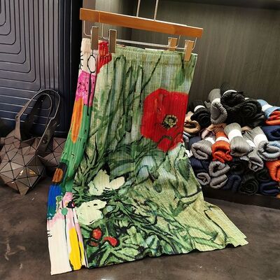 Niche Fashion High-End Mid-Length Skirt Floral Pleated Slimming Elastic Waist Casual Style Versatile for Spring and Summer