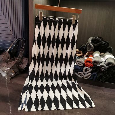 High-End Spring Summer A-Line Skirt New Style Pleated Colorful Printed Elegant Versatile Slimming Look Elastic Waist Chiffon