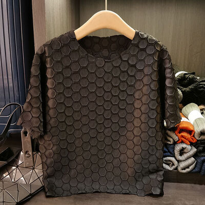 Elegant  Two-Piece Summer Suit Casual Pure Color Short-Sleeved T-Shirt and Elastic Waist Pleated Mid-Length Skirt