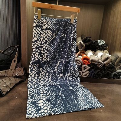 Niche Design Women's Mid-Length Pleated Skirt Retro Fish Scale Print Flap Pocket Pants Elastic Waist Casual