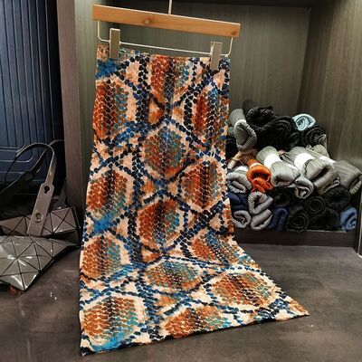 Women's High Waist Slit Fish Scale Print Skirt Elegant Versatile Slimming Casual New Summer Look Chiffon High Waist