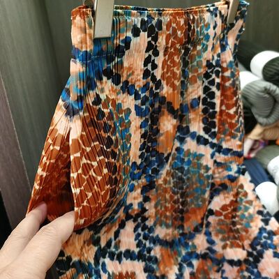 Women's High Waist Slit Fish Scale Print Skirt Elegant Versatile Slimming Casual New Summer Look Chiffon High Waist