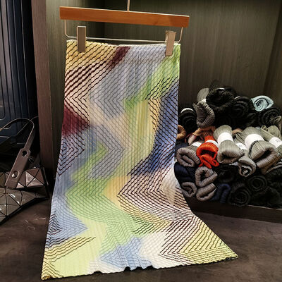 Women's Summer New Fashion Elegant and Versatile Mid-Length Pleated Satin Skirt with Elastic Waist Printed