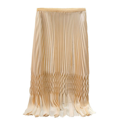 Women's New Style Casual Pleated Skirt Solid Color Simple Design with Elastic Waist for Commuting for Summer