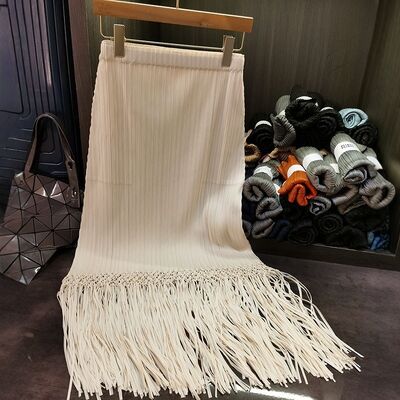 Women's Pleated Skirt Solid Color Versatile Ins Style with Medium Length Slimming Casual Look for Summer