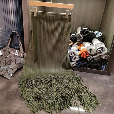 Women's Pleated Skirt Solid Color Versatile Ins Style with Medium Length Slimming Casual Look for Summer