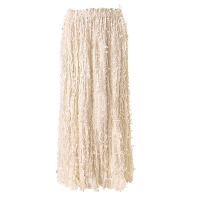 High-End Midi Skirt Frayed Hem Elegant Solid Color Versatile Elastic Waist Slimming Mid-Length Fit Casual French Summer