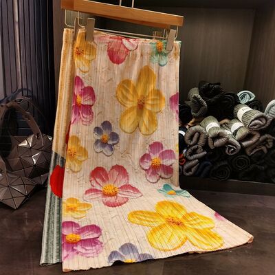 Women's Casual Half-Length Skirt with Printed Flowers New Summer Style Versatile Mid-Length Printed Skirt