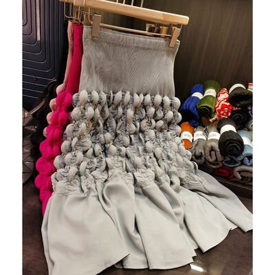 Design Women's Spring Midi Skirt Elegant Casual Bubble Pleated Elastic Waist Solid Color Chiffon Mid-Length Natural