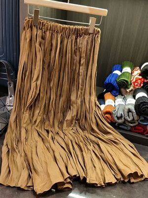 High End Retro Vintage A-Line Half Length Skirt Simple Solid Color High Waist Pleated for Women