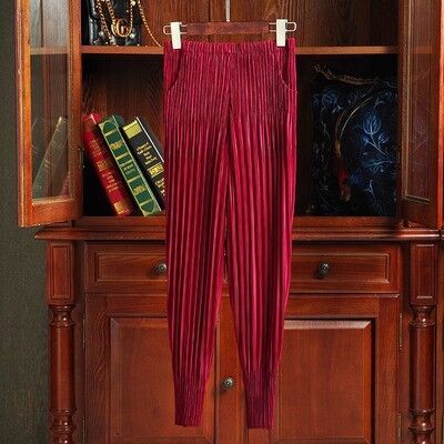 Factory Direct Selling Cheap Price New Design Fashion Pleated Polyester Pants
