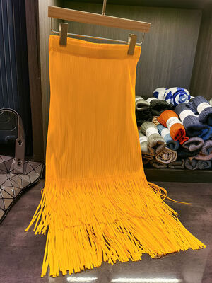 2024 Women's High Waisted Pleated Skirt Solid Color New Fashionable Tassel Age Reducing and Slimming Breathable Skirt