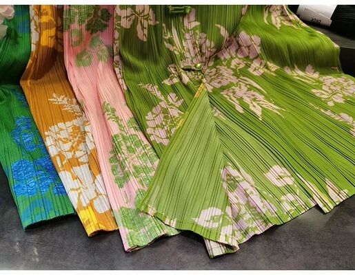 Original Design Pleated Chinese Style Disc Half Skirt 2024 Printed Pleated Skirt Wrap Slit Summer Skirt