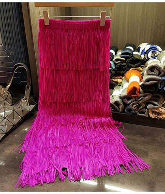 2024 Summer New Female High-End Pleated Fringe Patchwork Skirt Breathable All-Matching Fried Street Skirt