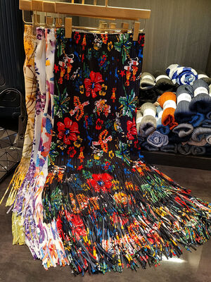 Fashion Summer New Nice Positioning Print Double Fringe Half Skirt Wrinkles Women's Slimming Skirt