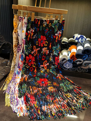 Fashion Summer New Nice Positioning Print Double Fringe Half Skirt Wrinkles Women's Slimming Skirt