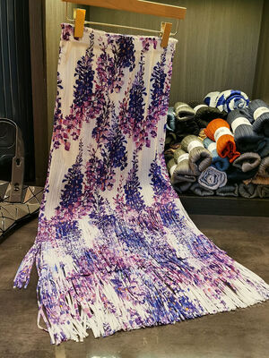 Fashion Summer New Nice Positioning Print Double Fringe Half Skirt Wrinkles Women's Slimming Skirt