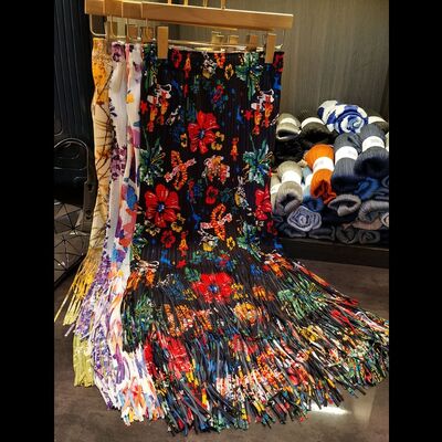 Fashion Summer New Nice Positioning Print Double Fringe Half Skirt Wrinkles Women's Slimming Skirt