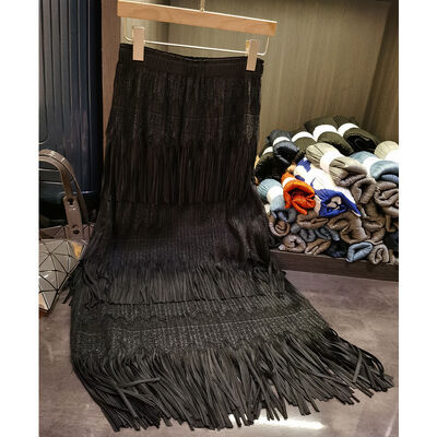 Fashion New High-end Nice Lace Lace Fringe Pleated Skirt Waist Beauty Skirt Women