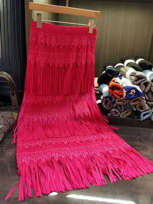 Fashion New High-end Nice Lace Lace Fringe Pleated Skirt Waist Beauty Skirt Women