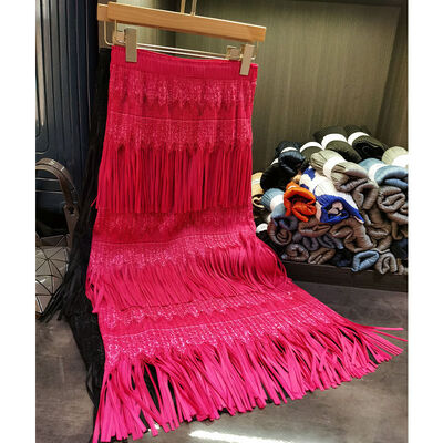 Fashion New High-end Nice Lace Lace Fringe Pleated Skirt Waist Beauty Skirt Women