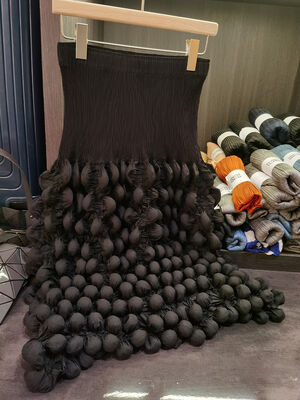 Women's Long 2025 Spring Fashion Skirt Solid Color Bubble Pleated with Embroidery and Ruffles Breathable Natural Waistline