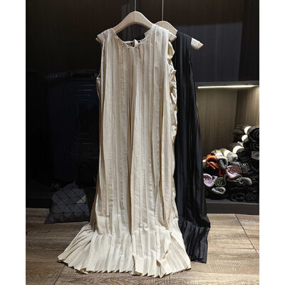 Solid color simple pleated lace up dress, autumn and summer new style, slimming, loose, plus size elegant dress