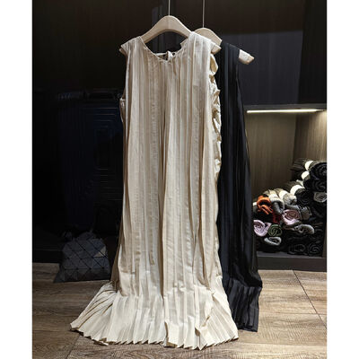 Solid color simple pleated lace up dress, autumn and summer new style, slimming, loose, plus size elegant dress