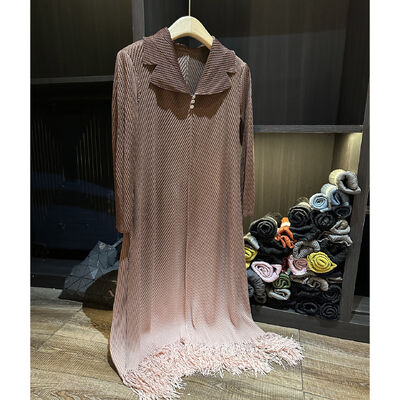 Autumn New Style High-End Dragon Scale Pleated Tassel Dress Plus Size Batwing Sleeve Elegant Floor-Length Casual Style Solid