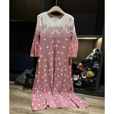 Advanced style new polka dot print loose oversized dragon scale pleated elegant dress with temperament