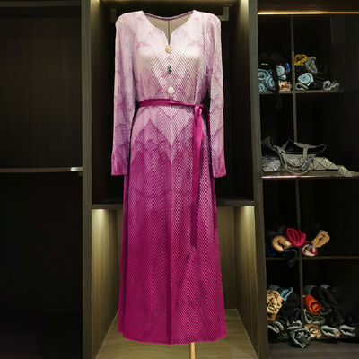 Women's Elegant Dragon Scale Pattern Dress Long Floor-Length A-Line Skirt with Gradient Colors Casual Style