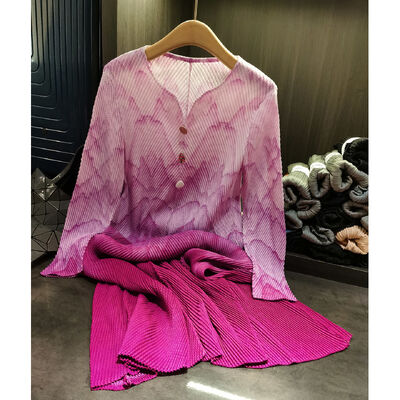 Women's Elegant Dragon Scale Pattern Dress Long Floor-Length A-Line Skirt with Gradient Colors Casual Style