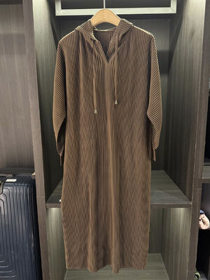 High-end Elegant Casual Hooded Drawstring Dress Autumn Winter New Solid Color Pullover Long Sleeve Floor-Length Breathable Loose