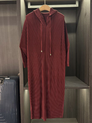 High-end Elegant Casual Hooded Drawstring Dress Autumn Winter New Solid Color Pullover Long Sleeve Floor-Length Breathable Loose