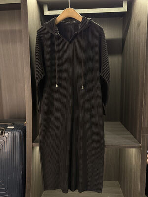 High-end Elegant Casual Hooded Drawstring Dress Autumn Winter New Solid Color Pullover Long Sleeve Floor-Length Breathable Loose