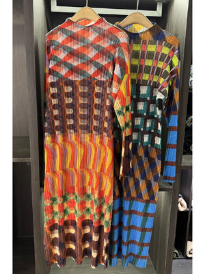 High end contrasting color printed round neck fashionable temperament casual long sleeved dress