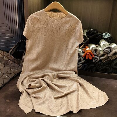 Women's XL Casual A-Line Comfortable Breathable Lightweight High Elasticity Solid Color Floor-Length Ruched Curvy Casual Dress